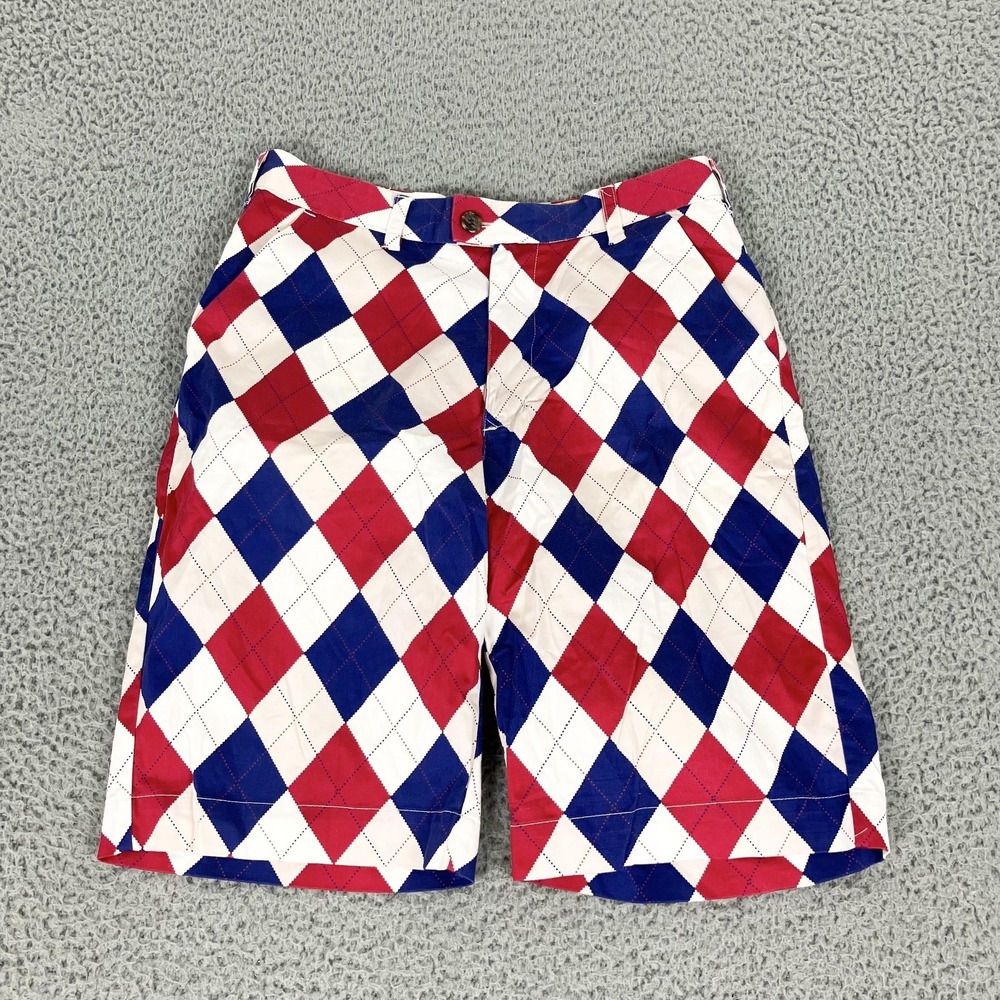 Loudmouth Golf Shorts Mens 32 Red White Blue Argyle Patriotic Golf USA